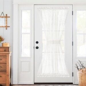 NEW Sheer French door curtain panel 72x52" with rod pocket and tieback